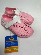 Doggers 7/8 Toddler Baby Girl Pink White Ultralite Adjustable Slip Kid Shoe Clog - £3.17 GBP