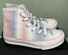 Converse Youth Chuck Taylor Eva Lift Hi Top Sneakers 372752C White/Teal/... - $38.47