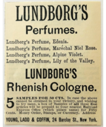 1886 Lundborg&#39;s Perfume &amp; Cologne Advertisement Victorian Beauty NY DWKK27H - €17,16 EUR