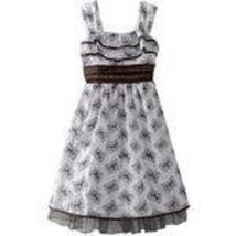 Girls Dress Holiday Easter Party White Brown Butterfly Sleeveless Smocked $62- 7 - £22.96 GBP