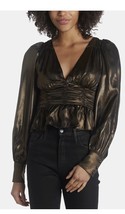 Nwt $118 Wayf Tie Back Peplum Top Womens Size Large Antique Brass Shimmer - £29.88 GBP