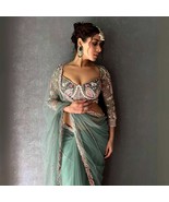 COFFEE COLOUR TRENDING MULTI THREAD WORK BLOUSE WITH HEAV LACE BORDER SAREE - $70.00