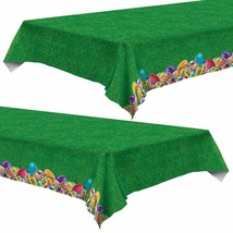 Easter Egg Disposable 2 Pack Tablecloth - Green Table Covering with Colorful Egg - £8.46 GBP
