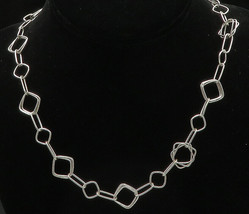 IBB 925 Sterling Silver - Vintage Shiny Square Link Chain Necklace - NE3267 - £111.47 GBP