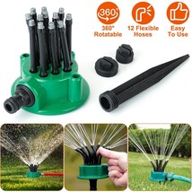 360 Rotatable Lawn Sprinkler Auto Garden Water Irrigation Sprayers w/ 12 hoses - £20.74 GBP
