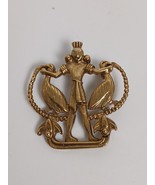 Goldtone P&amp;M PARIS Man Birds Brooch Pin 1.75&quot; Estate - $589.25 MXN