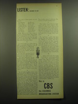 1945 CBS Columbia Broadcasting System Ad - Listen: December 29, 1945 - $18.49