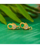 S925 Silver Plated Gold Diamond Embedded Heart Shaped Lobster Clasp Smal... - €12,59 EUR