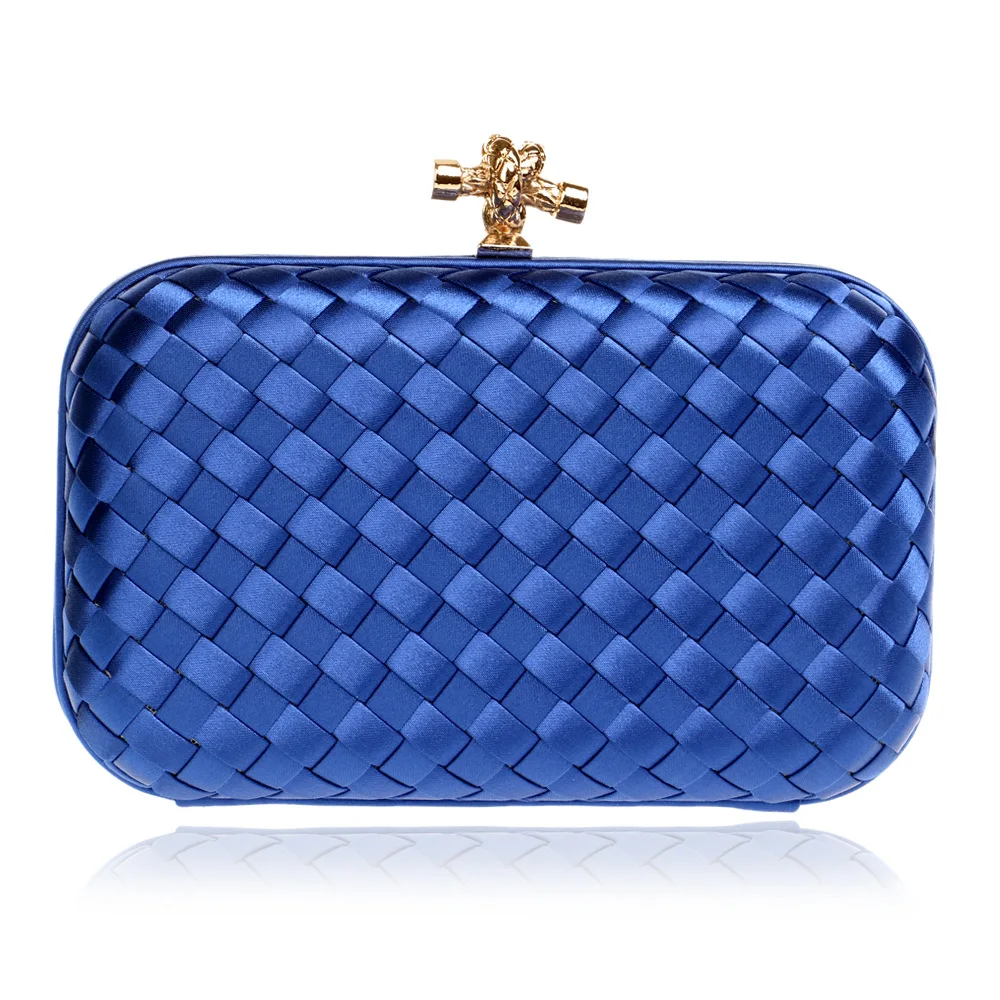 Solid Color Woven Dinner Bag  Chain Ladies Fashion Woven Banquet Clutch Dress Ev - £76.13 GBP