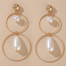 Pearl &amp; 18K Gold-Plated Double-Hoop Drop Earrings - $12.99