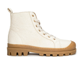 High-Top Lace-Up sneaker with lugged sole on Organic Pineapple leaf fiber fabric - £114.17 GBP