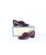 NOS Vintage 90s Streetwear Womens Size 7 C Chunky Leather Heels Shoes Wi... - $135.67 CAD