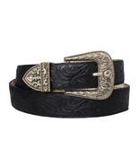 Western Cowboy Belt Black Tooled Leather Removable Buckle Cinto Rancho V... - €25,92 EUR