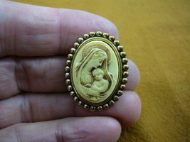 (CS13-27) MADONNA Mary baby Jesus ivory oval CAMEO Pin Pendant Jewelry - £22.78 GBP