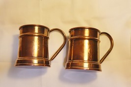 PAIR OF VINTAGE COPPER STEIN MUGS ENGRAVED LETTER &#39;C&#39; ON FRONT - $12.82