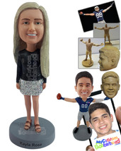 Personalized Bobblehead Beautiful girl wearing long sleeve shirt and sparkly ski - £72.96 GBP