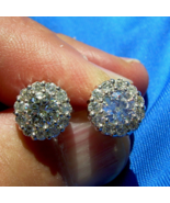 Earth mined Diamond European Earrings Antique Style Halo Studs 14k White... - £9,496.34 GBP