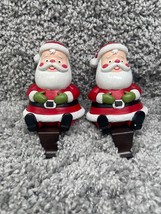 Lot Of 2 Christmas Holiday Santa Claus Shelf Sitter With Hook Figurine - £17.21 GBP