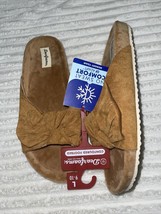 Dearfoams Megan Microsuede Knot Molded Footbed Sandal/Slipper Whiskey SZ L 9-10 - £43.87 GBP