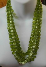 Vintage Green Round Faceted Plastic 7-Strand Beaded Necklace - £27.63 GBP