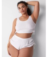 Lane Bryant CACIQUE Rib Ruched Side Crop Tank Top SeXy WHITE Plus Sz 22/... - $46.72 CAD
