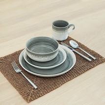 Dinnerware Sets Dinner Plates And Bowls Set Stoneware Dishes Modern 16 Pc Gray ~ - £71.53 GBP