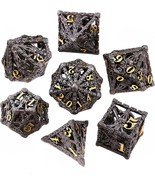 Premium 7pc Metal Skulls Dice Set RPG&#39;s D&amp;D Role Playing MTG Antique Bla... - $42.99