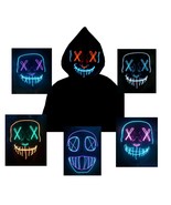 LED Halloween Mask Purge EL Wire 2 COLOR Glow Light up Mask Assorted Colors - $20.36 CAD+