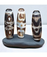 Lote 3 cuentas antiguas tibetanas ágata vieja hermosos ojos amuleto... - $165.69
