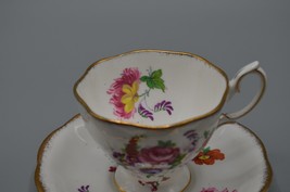 ROYAL ALBERT Floral Rose White Gold Trim Bone China Tea Cup &amp; Saucer England Vtg - £15.40 GBP