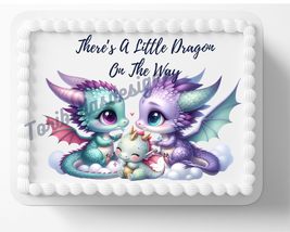 Baby Dragon Family Edible Image Year Of Dragon Baby Shower Edible Birthday Cake  - £13.16 GBP