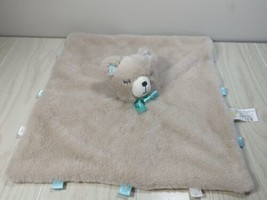 Kellytoy teddy bear baby security blanket brown tan green bow ribbon tags rattle - £11.60 GBP