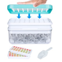 Ice Cube Tray With Lid And Bin Silicone Ice Trays For Freezer Stackable ... - $31.99