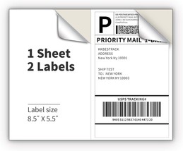 Half Sheet Shipping Labels for Laser and Printers 2 Per Page Self Adhesi... - £42.32 GBP