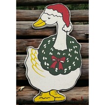 Christmas Goose Refrigerator Magnet Vintage Green Wreath Red Hat - $13.87