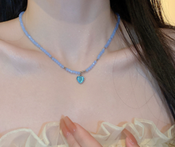 crystal beaded necklace female summer collarbone chain niche design sense - $19.80