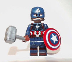 Building Block Captain America with Thor Hammer V2 Minifigure Custom Toys - £4.02 GBP