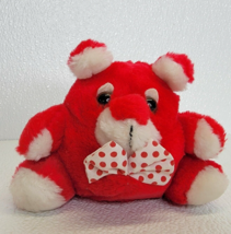 Rare Vintage Russ Berrie Koochie Red Plush Round Love Bow Polka Dot Valentine - £28.24 GBP