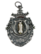 Rare Antique 1862 Pontifical &amp; Royal Marian Bibliographic Academy Silver Pendant - £934.19 GBP