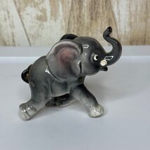 Vintage Ceramic Elephant Figurine Japan Gray Small Desk Decor Collectible - $15.00