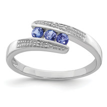 Silver Rhodium Tanzanite &amp; Diam. Ring QDX928 - $1,554.15 MXN