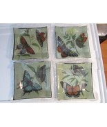 Lot of 12 Glass Trinket Candy Dishes 5.5&quot; Square Butterflies Multi Color - $7.87