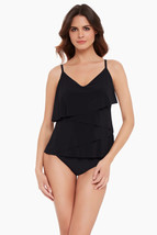Magicsuit Miraclesuit Sz 14 Chloe Tankini Top Swimsuit Black Ruffle Slim $126! - £66.48 GBP