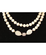 MOP Necklace with Gold Bead Accents Leaf and Quartz Details Knotted 30 I... - $54.69