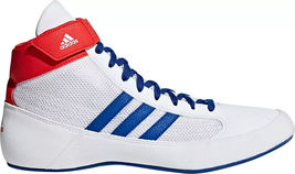 Adidas G25909 HVC Youth Kids Size 3.5 Wrestling Shoes White w/ Blue Stripes - $44.99