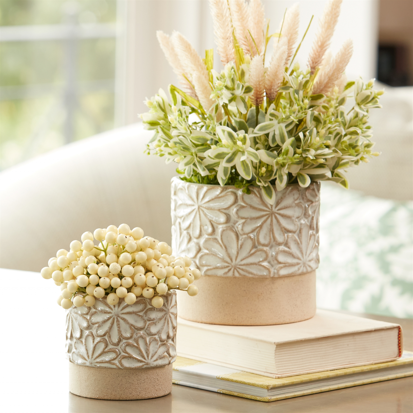 Ceramic Floral Planter (Set of 2) - $50.75