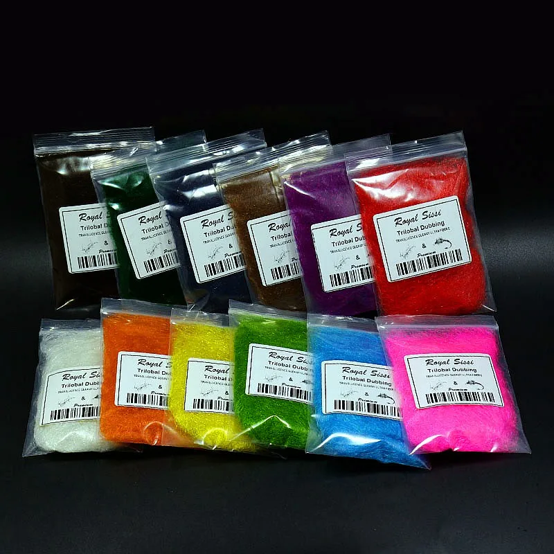 Sporting 12 optional colors trilobal dubbing fly tying antron dubs translucence  - £23.51 GBP
