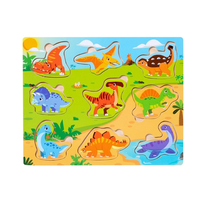 Wood Colorful Jigsaw Puzzle Toy Cartoon Theme Jigsaw Puzzle Block Educational - £9.24 GBP+