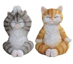 Yoga Tabby Cat 18174 Mountain Accomplished Pose 2 pc Set 5&quot; H - £23.73 GBP