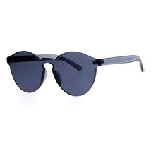 Rimless Flat Lens Sunglasses One Thick Translucent Round Lens Frame - £15.98 GBP